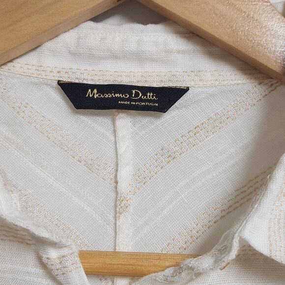Massimo Dutti Linen Top Womens Small Stripped Dolman Beachy Coastal Portugal - Picture 3 of 14